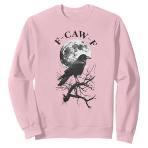 Funny Crow F Caw F Sweatshirt Gothic Raven and Moon TS02 Light Pink Print Your Wear
