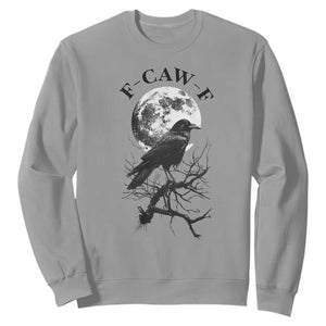 Funny Crow F Caw F Sweatshirt Gothic Raven and Moon TS02 Sport Gray Print Your Wear