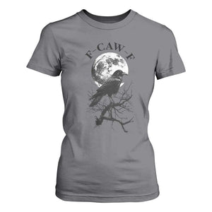 Funny Crow F Caw F T Shirt For Women Gothic Raven and Moon TS02 Charcoal Print Your Wear
