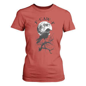 Funny Crow F Caw F T Shirt For Women Gothic Raven and Moon TS02 Red Print Your Wear