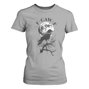 Funny Crow F Caw F T Shirt For Women Gothic Raven and Moon TS02 Sport Gray Print Your Wear