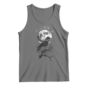Funny Crow Fcawf Tank Top Gothic Raven and Moon TS02 Black Heather Print Your Wear