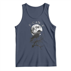 Funny Crow Fcawf Tank Top Gothic Raven and Moon TS02 Navy Print Your Wear