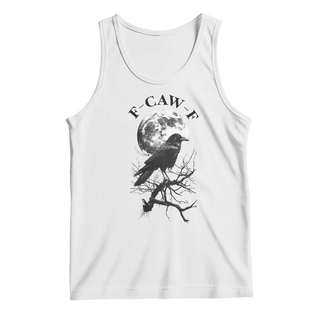 Funny Crow F Caw F Tank Top Gothic Raven and Moon TS02 White Print Your Wear