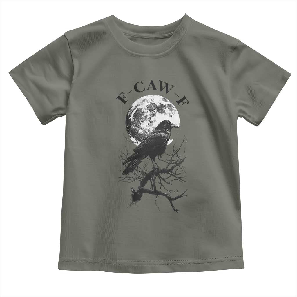 Funny Crow F Caw F Toddler T Shirt Gothic Raven and Moon TS02 Military Green Print Your Wear