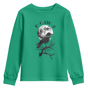 Funny Crow F Caw F Youth Sweatshirt Gothic Raven and Moon TS02 Irish Green Print Your Wear