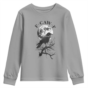 Funny Crow F Caw F Youth Sweatshirt Gothic Raven and Moon TS02 Sport Gray Print Your Wear