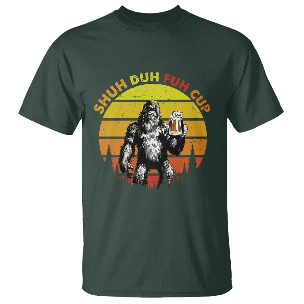 Funny Camping T Shirt Shuh Duh Fuh Cup Retro Funny Bigfoot Drinking Beer Camping TS02 Printyourwear