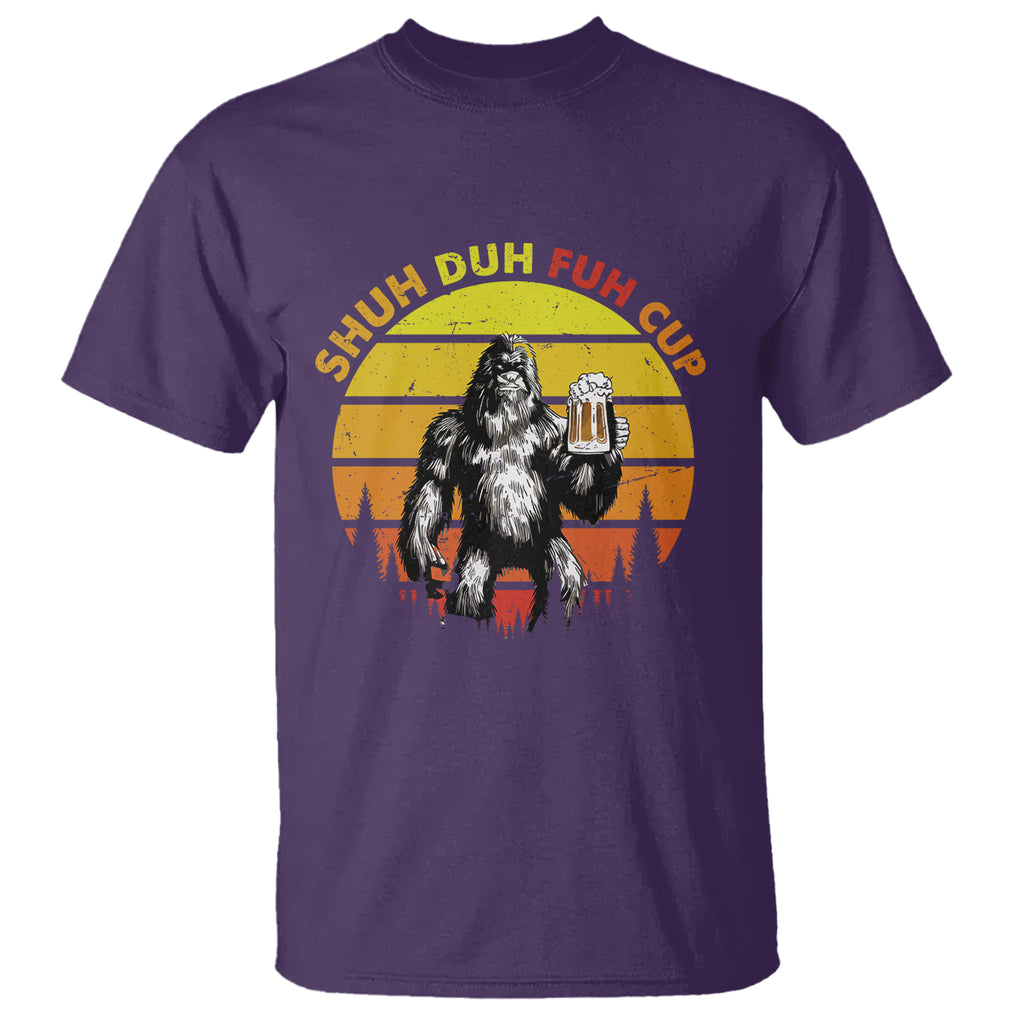 Funny Camping T Shirt Shuh Duh Fuh Cup Retro Funny Bigfoot Drinking Beer Camping TS02 Printyourwear