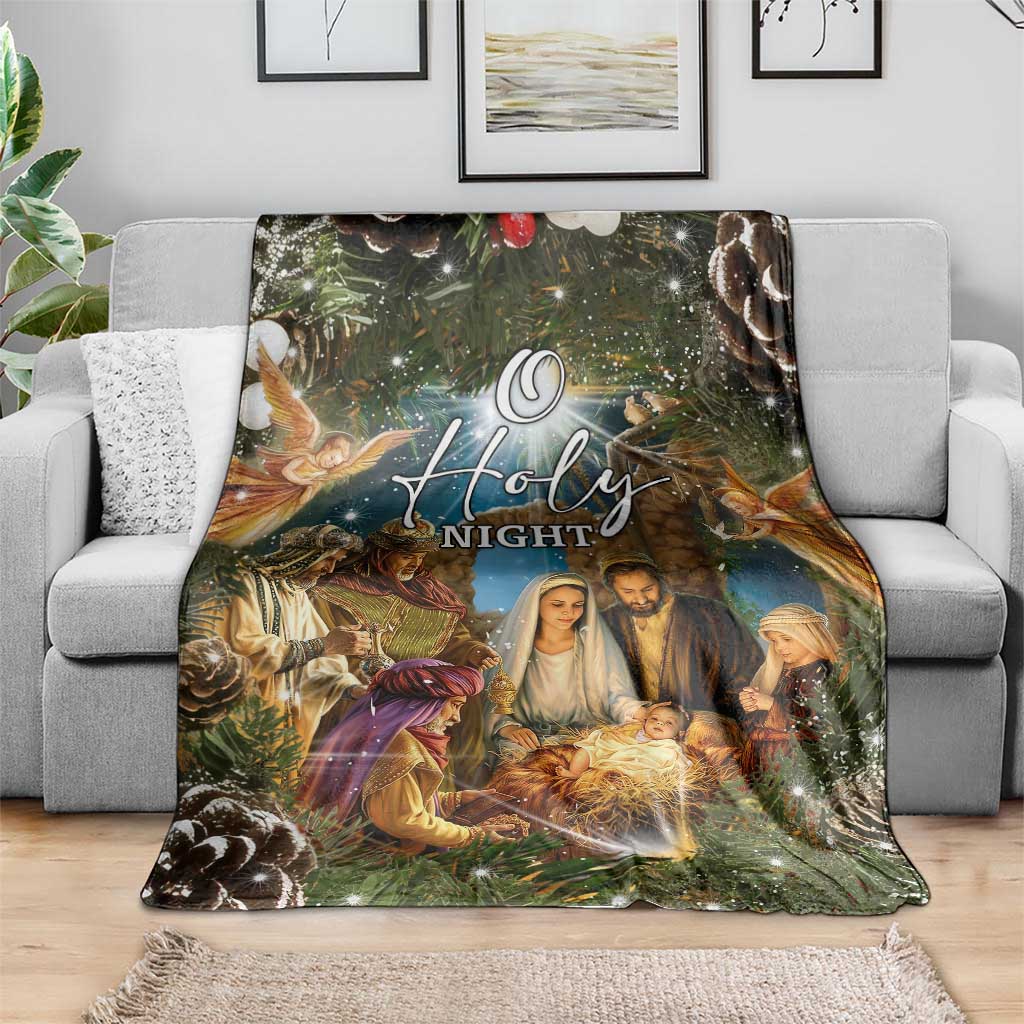 O Holy Night Nativity Scene Throw Blanket Christian Christmas Angels and Baby Jesus TS02 Print Your Wear