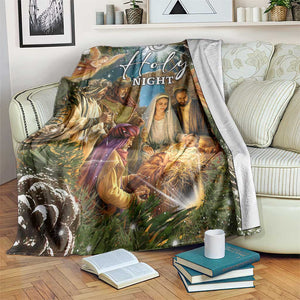 O Holy Night Nativity Scene Throw Blanket Christian Christmas Angels and Baby Jesus TS02 Print Your Wear