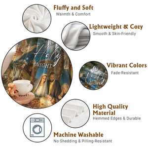 O Holy Night Nativity Scene Throw Blanket Christian Christmas Angels and Baby Jesus TS02 Print Your Wear