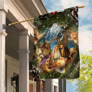 O Holy Night Nativity Scene Garden Flag Christian Christmas Angels and Baby Jesus TS02 Print Your Wear