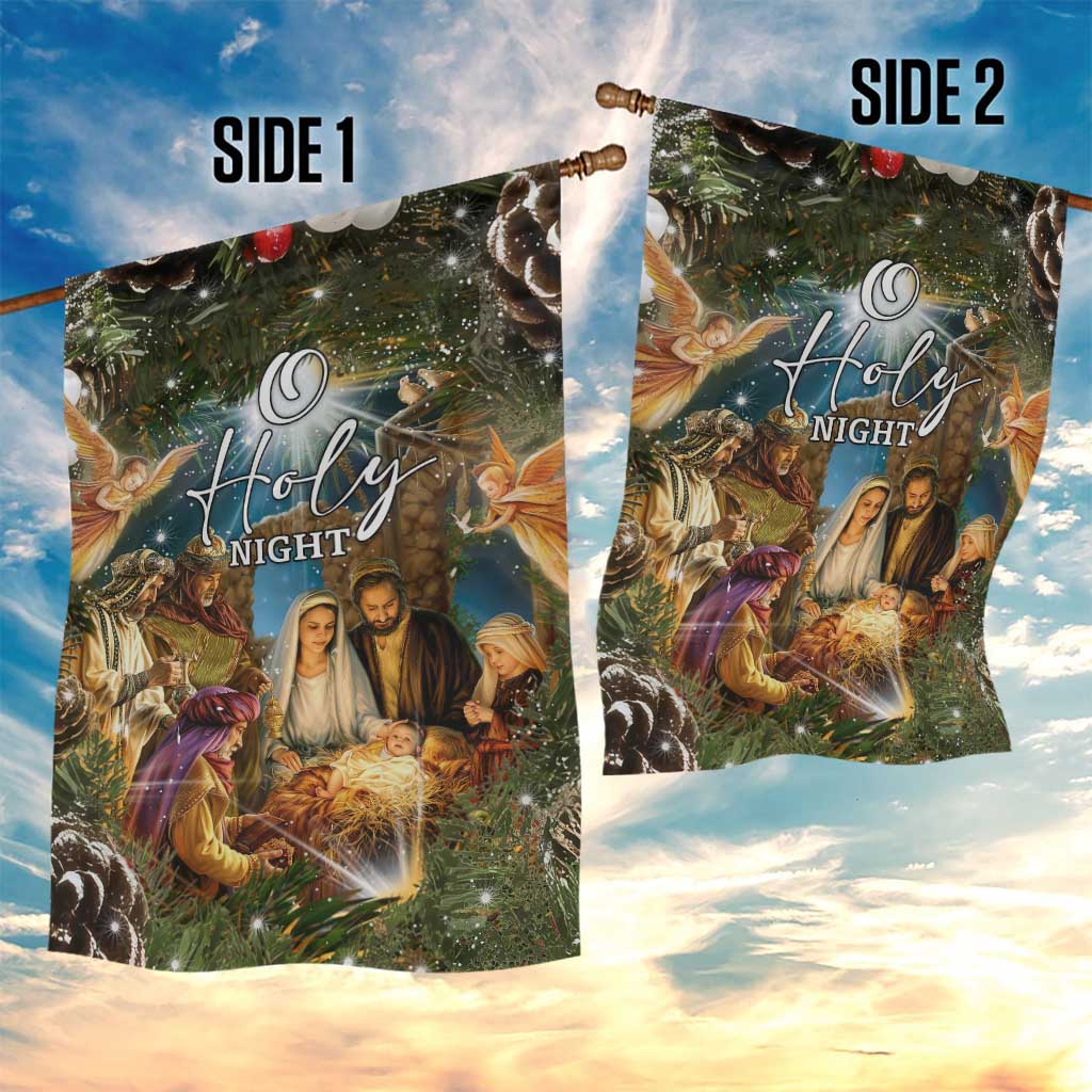 O Holy Night Nativity Scene Garden Flag Christian Christmas Angels and Baby Jesus TS02 Print Your Wear