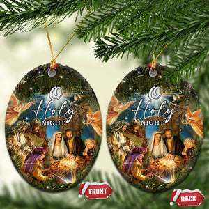 O Holy Night Nativity Scene Christmas Ceramic Ornament Christian Christmas Angels and Baby Jesus TS02 Oval Christmas Print Your Wear