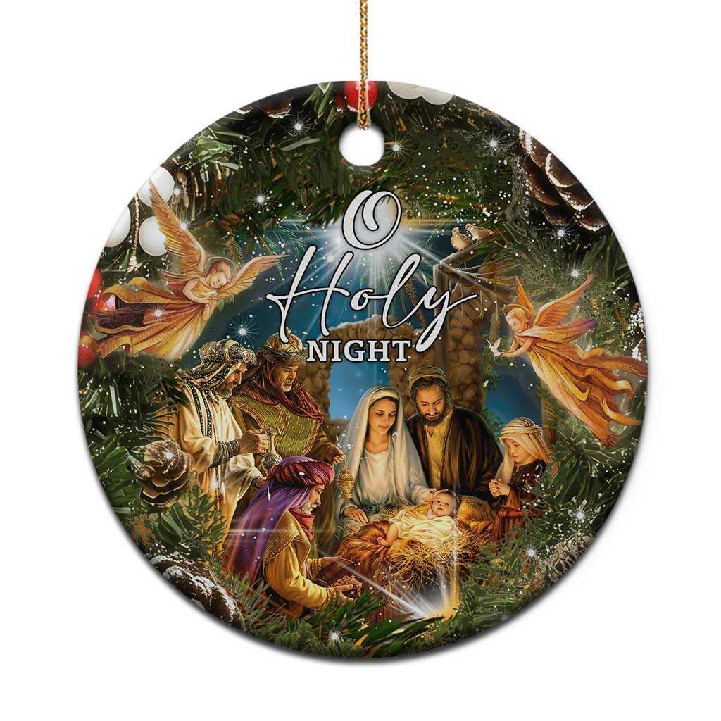 O Holy Night Nativity Scene Christmas Ceramic Ornament Christian Christmas Angels and Baby Jesus TS02 Print Your Wear