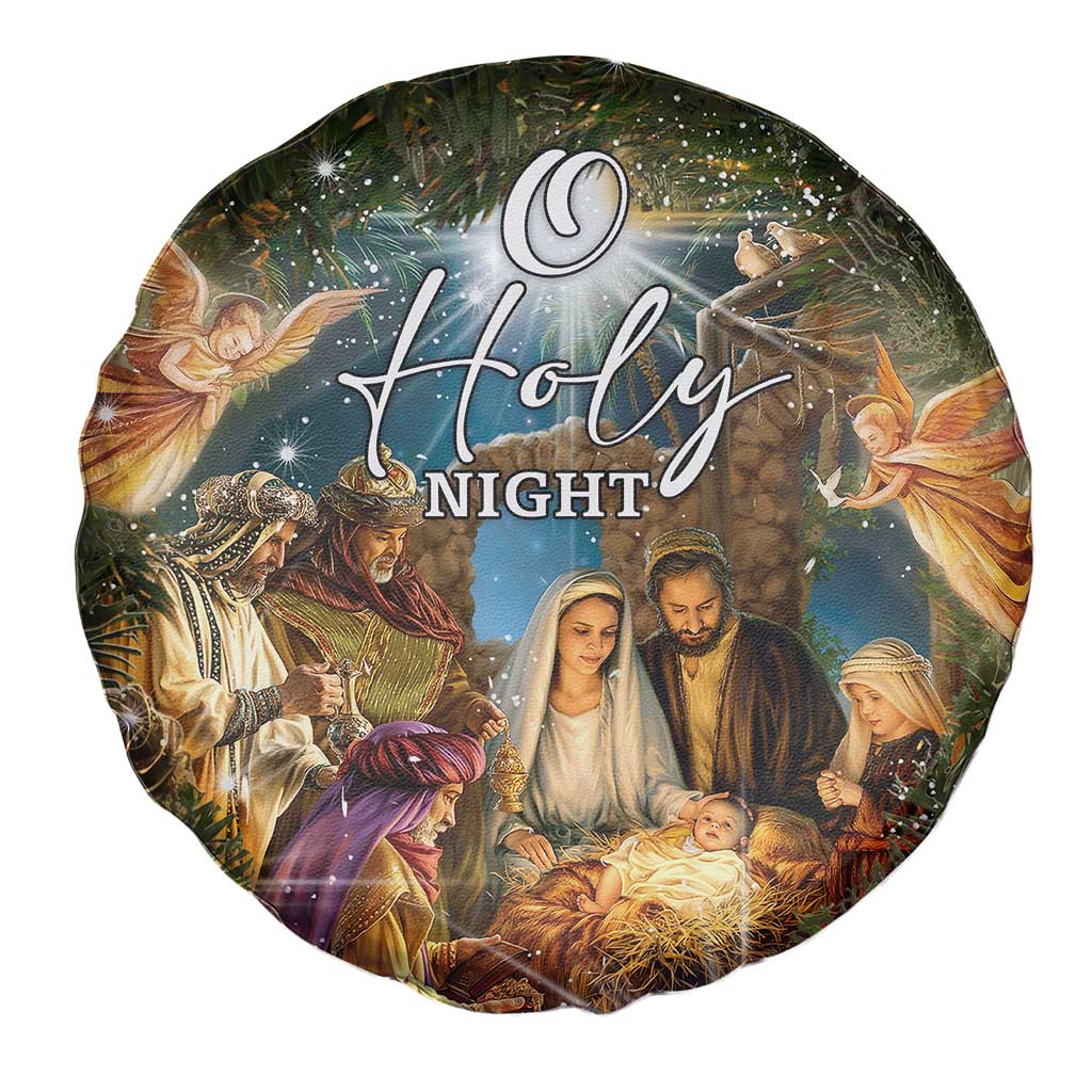 O Holy Night Nativity Scene Spare Tire Cover Christian Christmas Angels and Baby Jesus TS02 Christmas Print Your Wear