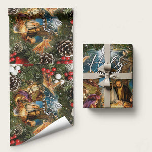 O Holy Night Nativity Scene Wrapping Paper Roll Christian Christmas Angels and Baby Jesus TS02 Matte Christmas Print Your Wear