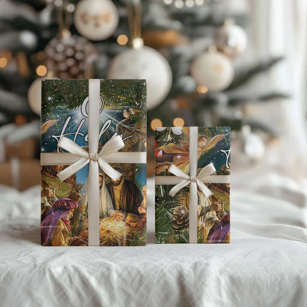 O Holy Night Nativity Scene Wrapping Paper Roll Christian Christmas Angels and Baby Jesus TS02 Print Your Wear