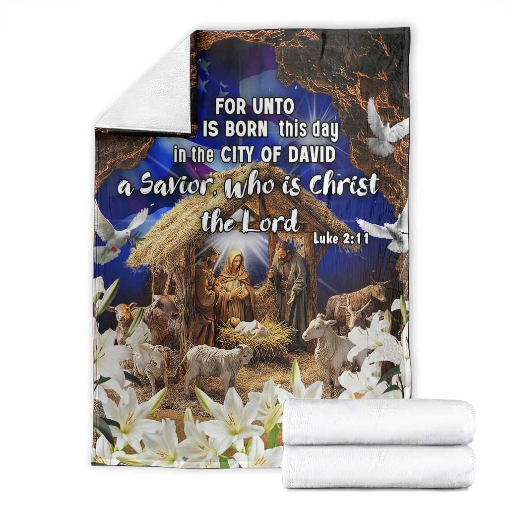 Luke 2:11 Bible Verse Nativity Throw Blanket Religious Christmas Holy Family Scripture TS02 Christmas Print Your Wear
