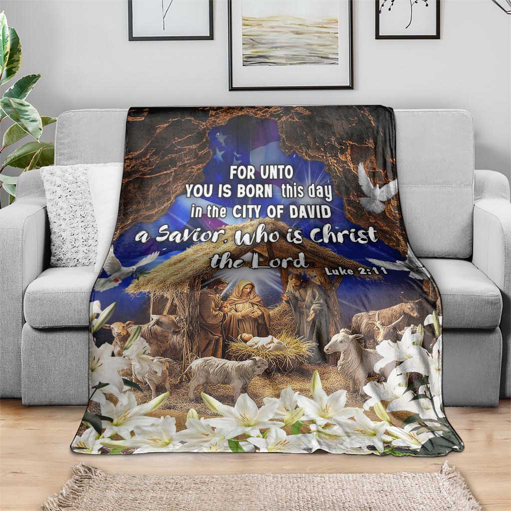 Luke 2:11 Bible Verse Nativity Throw Blanket Religious Christmas Holy Family Scripture TS02 Print Your Wear