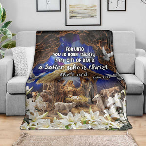 Luke 2:11 Bible Verse Nativity Throw Blanket Religious Christmas Holy Family Scripture TS02 Print Your Wear