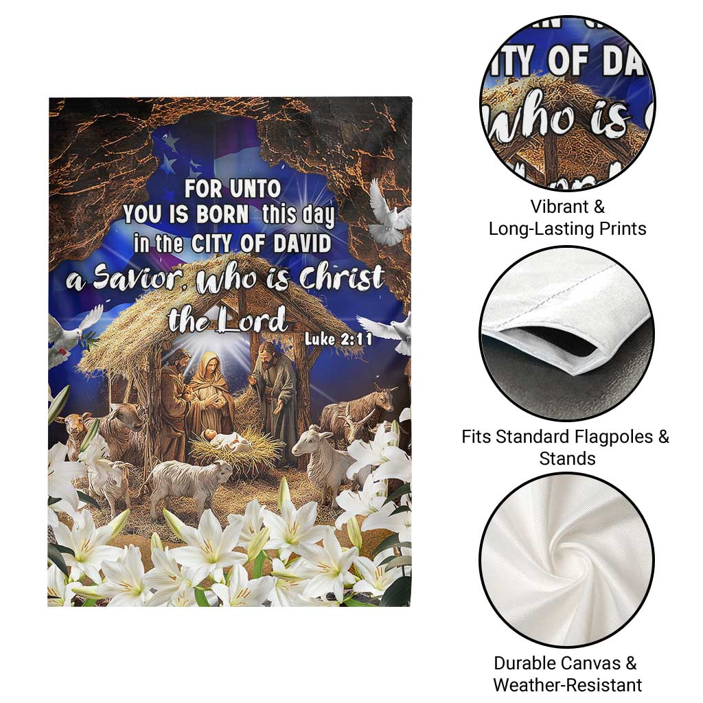 Luke 2:11 Bible Verse Nativity Garden Flag Religious Christmas Holy Family Scripture TS02 Print Your Wear