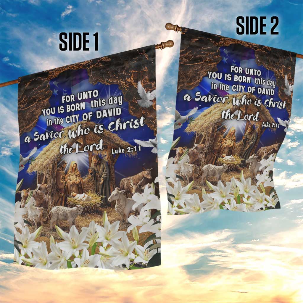 Luke 2:11 Bible Verse Nativity Garden Flag Religious Christmas Holy Family Scripture TS02 Print Your Wear