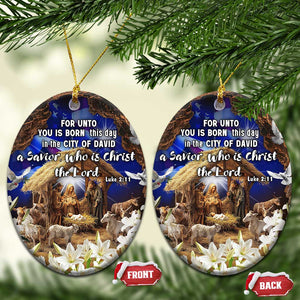 Luke 2:11 Bible Verse Nativity Christmas Ceramic Ornament Religious Christmas Holy Family Scripture TS02 Oval Christmas Print Your Wear