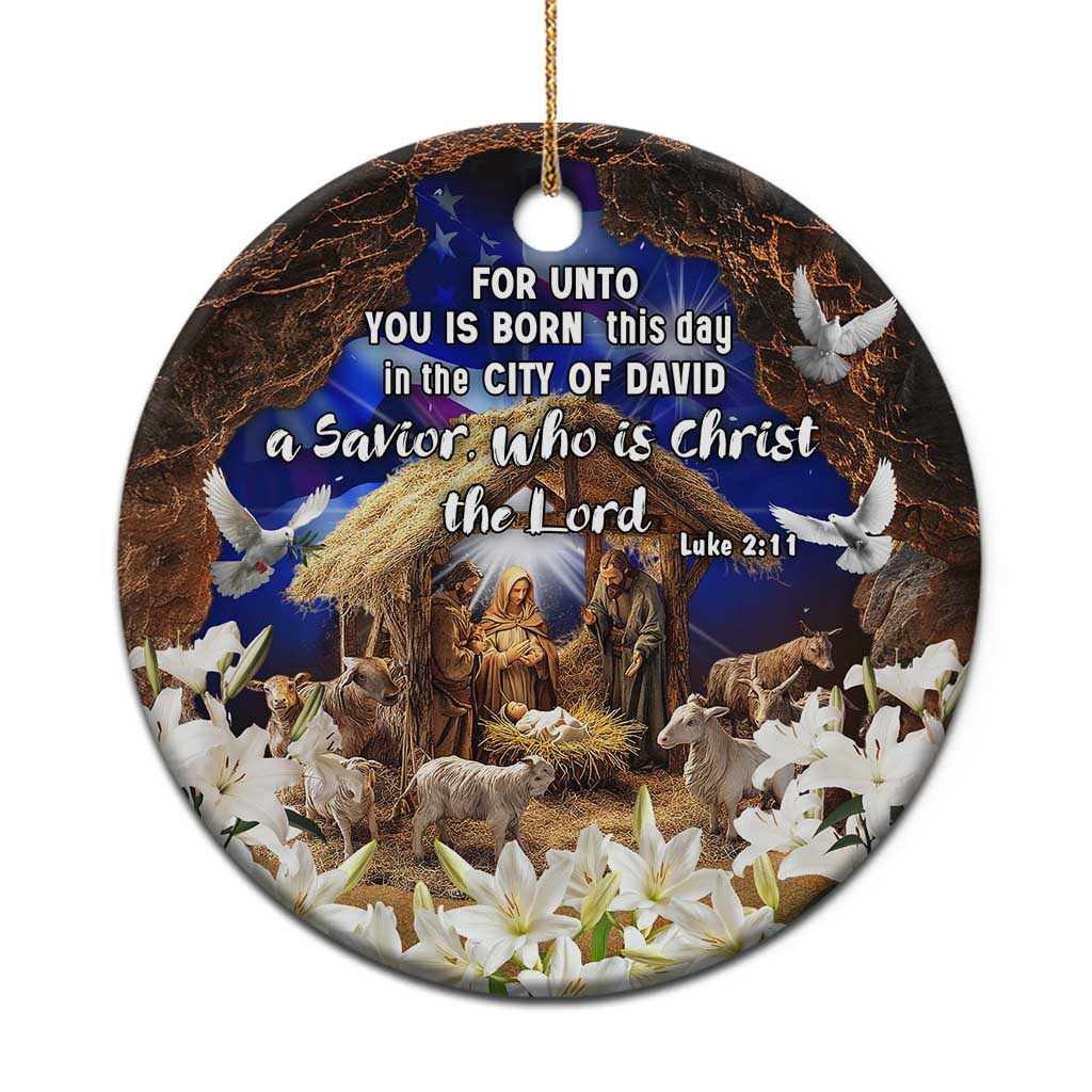 Luke 2:11 Bible Verse Nativity Christmas Ceramic Ornament Religious Christmas Holy Family Scripture TS02 Print Your Wear