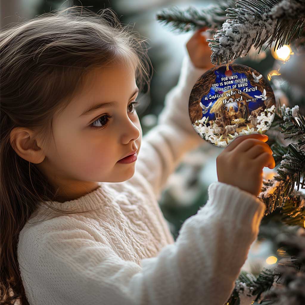 Luke 2:11 Bible Verse Nativity Christmas Ceramic Ornament Religious Christmas Holy Family Scripture TS02 Print Your Wear