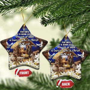 Luke 2:11 Bible Verse Nativity Christmas Ceramic Ornament Religious Christmas Holy Family Scripture TS02 Star Christmas Print Your Wear