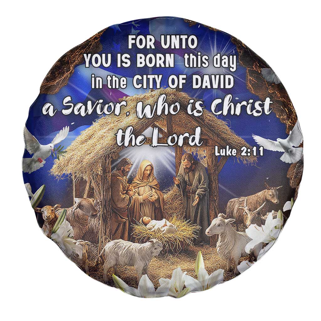 Luke 2:11 Bible Verse Nativity Spare Tire Cover Religious Christmas Holy Family Scripture TS02 Print Your Wear
