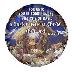 Luke 2:11 Bible Verse Nativity Spare Tire Cover Religious Christmas Holy Family Scripture TS02 Print Your Wear