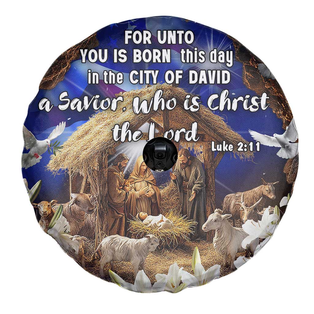 Luke 2:11 Bible Verse Nativity Spare Tire Cover Religious Christmas Holy Family Scripture TS02 Print Your Wear