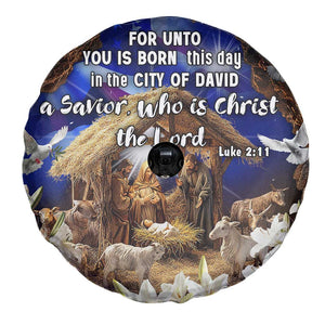 Luke 2:11 Bible Verse Nativity Spare Tire Cover Religious Christmas Holy Family Scripture TS02 Print Your Wear