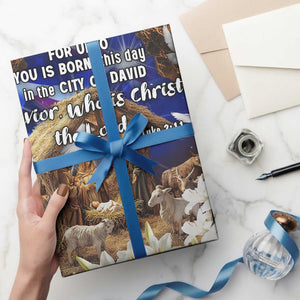 Luke 2:11 Bible Verse Nativity Wrapping Paper Roll Religious Christmas Holy Family Scripture TS02 Print Your Wear