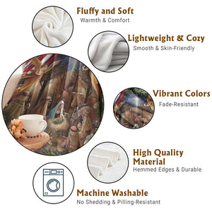 Patriotic Nativity Scene Throw Blanket American Flag Christian Christmas Baby Jesus and Angels Under the Star TS02 Print Your Wear