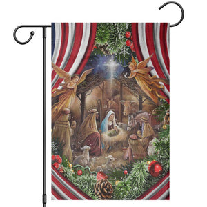 Patriotic Nativity Scene Garden Flag American Flag Christian Christmas Baby Jesus and Angels Under the Star TS02 Christmas Print Your Wear