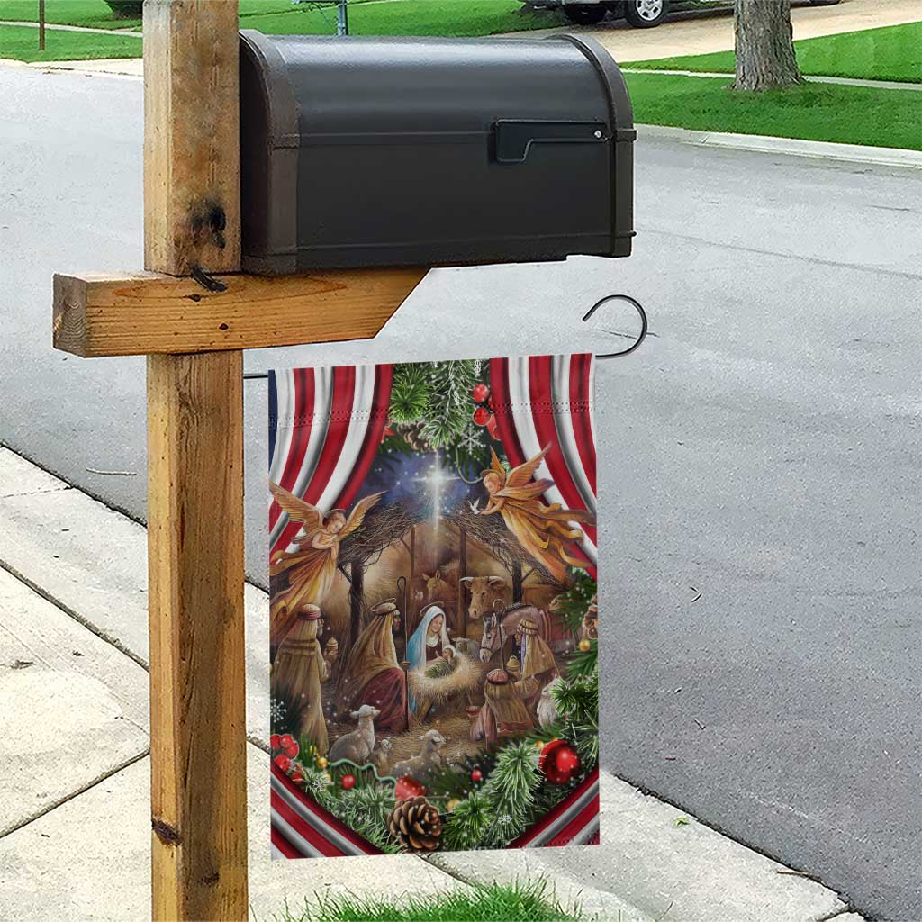 Patriotic Nativity Scene Garden Flag American Flag Christian Christmas Baby Jesus and Angels Under the Star TS02 Print Your Wear