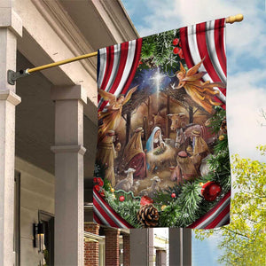 Patriotic Nativity Scene Garden Flag American Flag Christian Christmas Baby Jesus and Angels Under the Star TS02 Print Your Wear