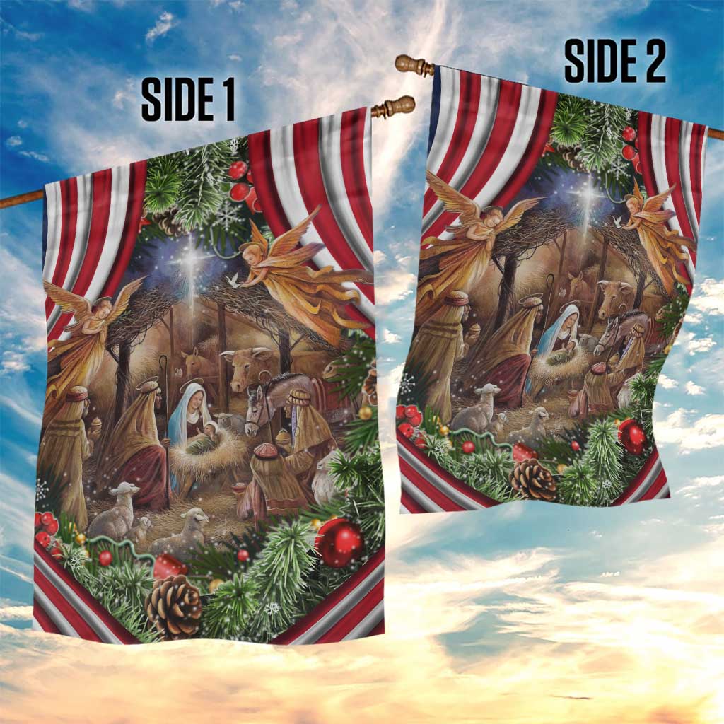 Patriotic Nativity Scene Garden Flag American Flag Christian Christmas Baby Jesus and Angels Under the Star TS02 Print Your Wear