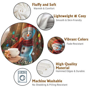 Merry Christmas Snowman Throw Blanket Whimsical Holiday Poinsettias Santa Hat TS02 Print Your Wear