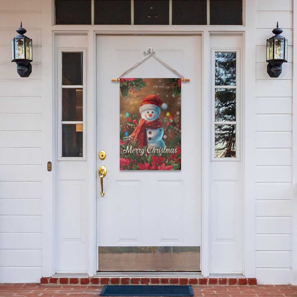 Merry Christmas Snowman Garden Flag Whimsical Holiday Poinsettias Santa Hat TS02 Print Your Wear