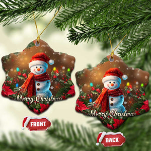 Merry Christmas Snowman Christmas Ceramic Ornament Whimsical Holiday Poinsettias Santa Hat TS02 Snow Flake Christmas Print Your Wear