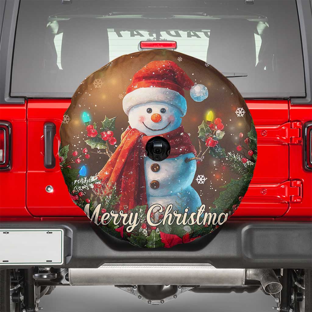 Merry Christmas Snowman Spare Tire Cover Whimsical Holiday Poinsettias Santa Hat TS02 Christmas Print Your Wear