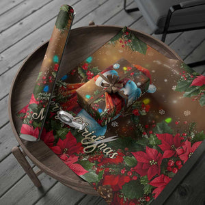 Merry Christmas Snowman Wrapping Paper Roll Whimsical Holiday Poinsettias Santa Hat TS02 Print Your Wear