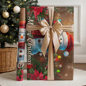 Merry Christmas Snowman Wrapping Paper Roll Whimsical Holiday Poinsettias Santa Hat TS02 Glossy Christmas Print Your Wear