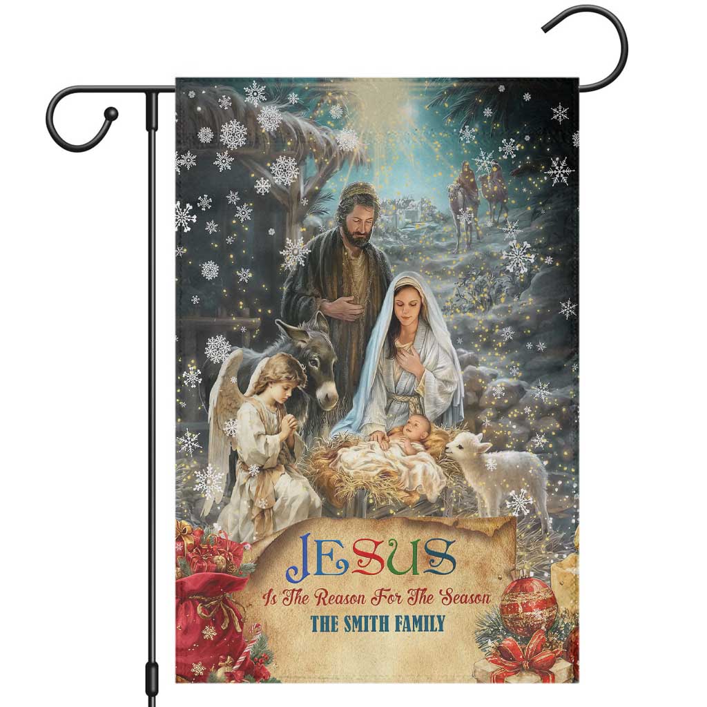 Jesus is the Reason for the Season Garden Flag Personalized Christian Christmas Nativity Scene Custom Family Name TS02 Christmas Print Your Wear