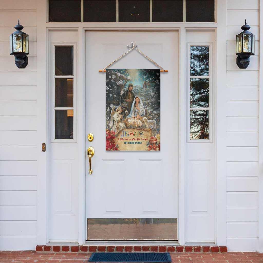 Jesus is the Reason for the Season Garden Flag Personalized Christian Christmas Nativity Scene Custom Family Name TS02 Print Your Wear